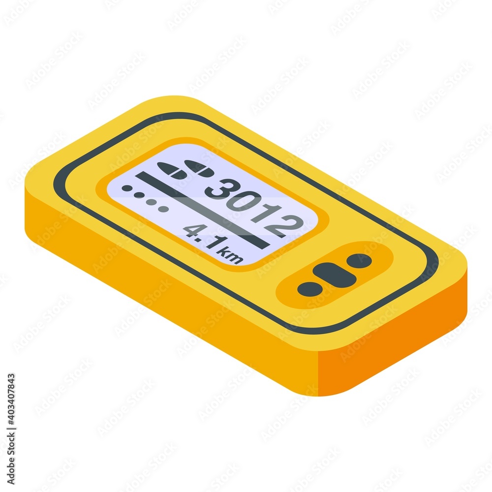 Poster pedometer device icon. isometric of pedometer device vector icon for web design isolated on white ba