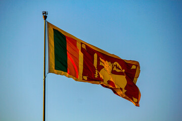 Srilankan flag flying high in Galle Face, Colombo, Sri Lanka
