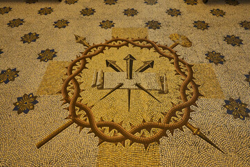 Buenos Aires, Argentina - 09 15 2019: beautiful and decorative antique tile mosaic in an ancient...