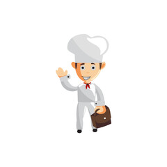 Chef Fun character creation Illustration Template Pose Suitcase