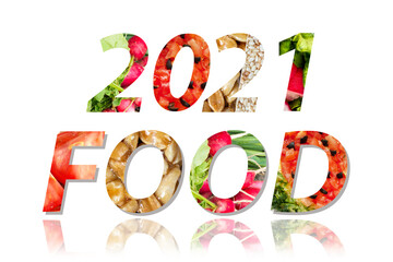2021 and word food on a white background