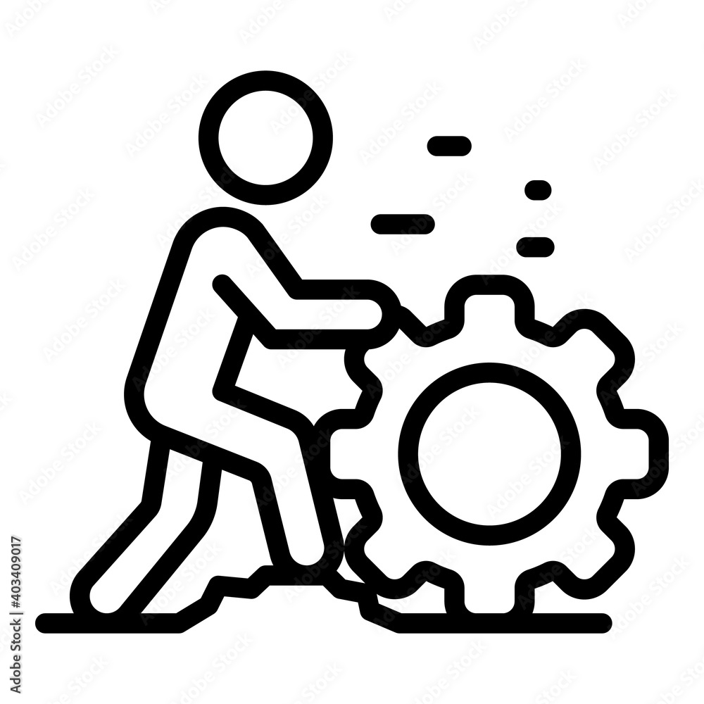 Poster move gear effort icon. outline move gear effort vector icon for web design isolated on white backgro
