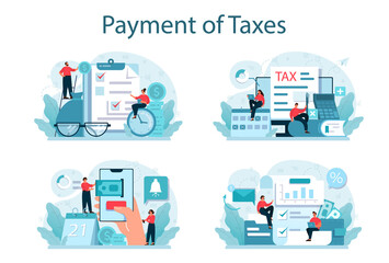 Fototapeta na wymiar Taxes payment concept set. Idea of business accounting and audit.