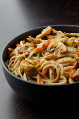 Noodles with vegetables and seafood