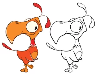 Deurstickers Vectorillustratie van een schattige Cartoon karakter vogel voor je ontwerp en computerspel. Kleurboek © liusa