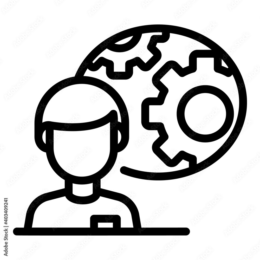 Poster mechanical thinking icon. outline mechanical thinking vector icon for web design isolated on white b