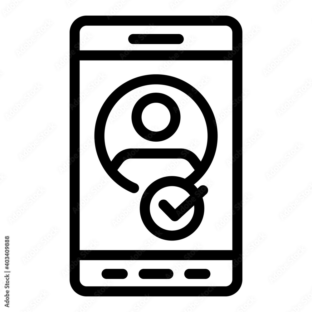 Poster smartphone account icon. outline smartphone account vector icon for web design isolated on white bac