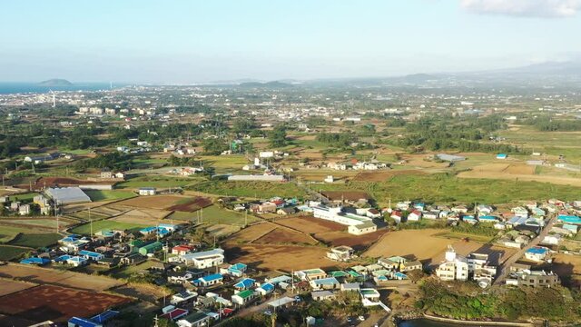 A drone video of a village taken from the sky.