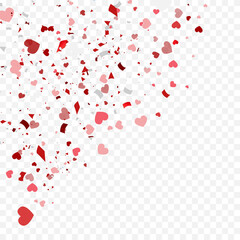 Seamless pattern with different colored confetti hearts for Valentine time