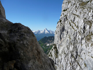 Via ferrata at Berchtesgadener Hochthron mountain, Bavaria, Germany