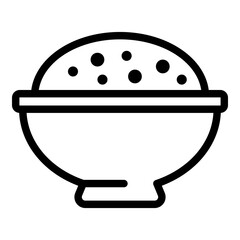 Plate of rice icon. Outline plate of rice vector icon for web design isolated on white background