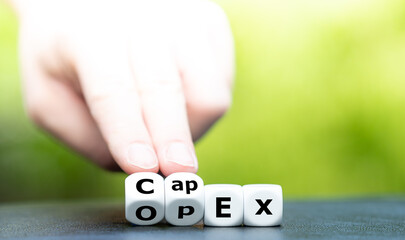 Dice for the expressions CapEx (capital expenditures) and OpEx (operating expenditures) which are two categories of business expenses. - obrazy, fototapety, plakaty