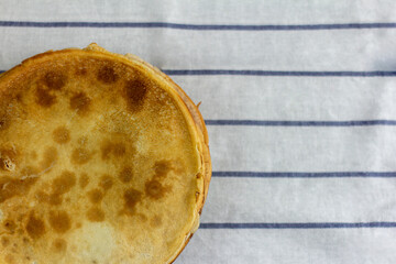 Russian pancakes.A stack of Russian village pancakes.A copy of the space.