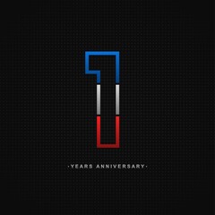 1 years anniversary celebration and years old congrats, colorful logotype. Number icon vector template