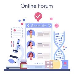 Geneticist online service or platform. Medicine and science technology.