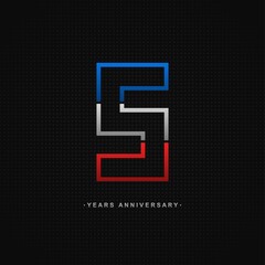 5 years anniversary celebration and years old congrats, colorful logotype. Number icon vector template