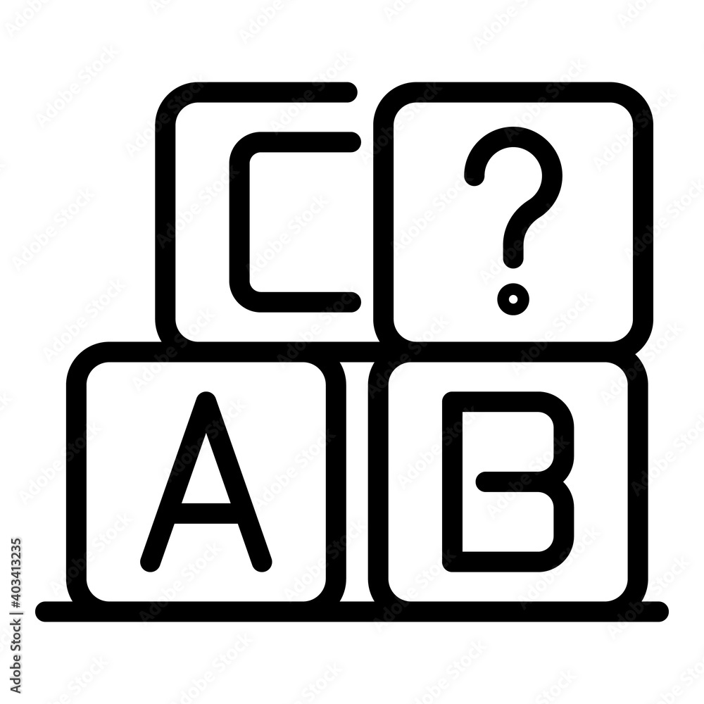 Poster abc cubes icon. outline abc cubes vector icon for web design isolated on white background