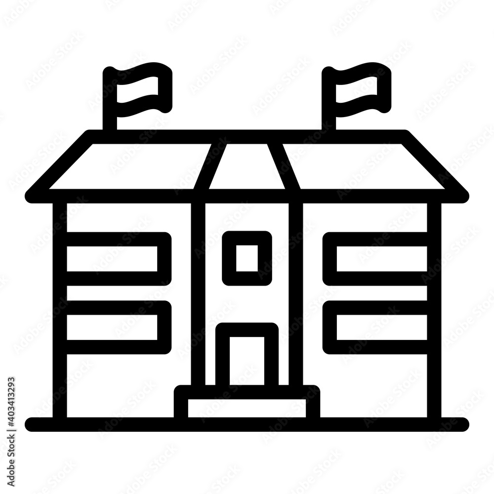 Poster school building icon. outline school building vector icon for web design isolated on white backgroun