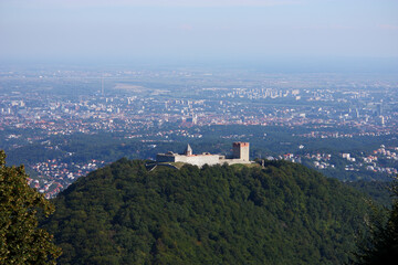 Medvedgrad, an old castle with Zagreb in the background