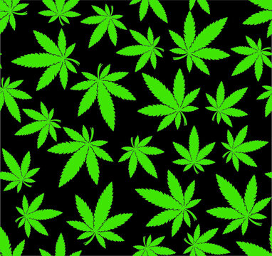 Ganja Weed Hemp Seamless Vector Pattern