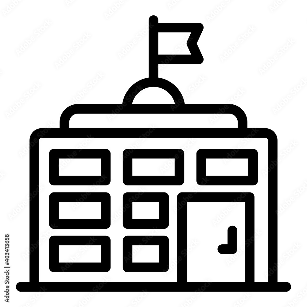 Poster school building icon. outline school building vector icon for web design isolated on white backgroun