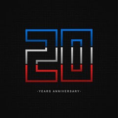 20 years anniversary celebration and years old congrats, colorful logotype. Number icon vector template