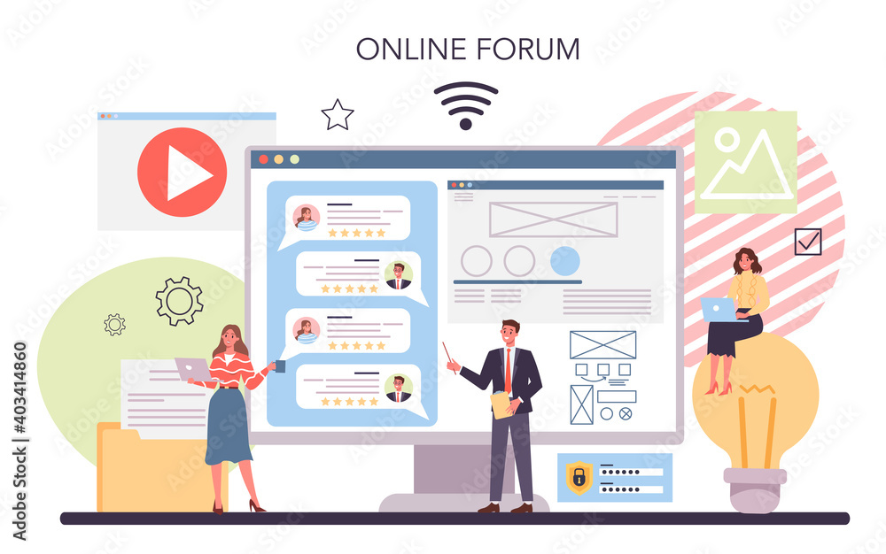 Poster website prototyping online service or platform. web page modeling