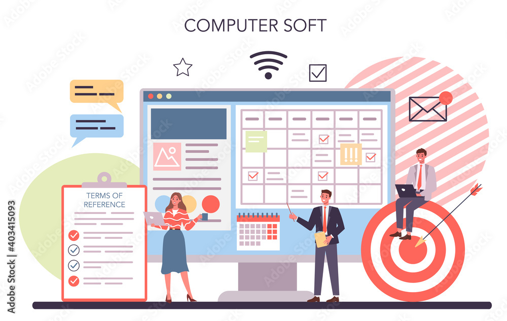 Poster website creation online service or platform. process of website