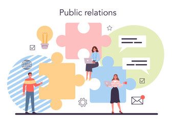 Public relations concept. Idea of brand advertising, building