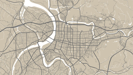 Obraz premium Detailed map of Taipei city, linear print map. Cityscape panorama.