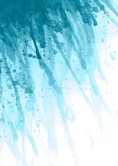 Watercolor blue teal color splash background. Watercolour hand painted splashes illustration