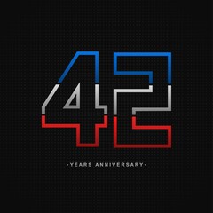 42 years anniversary celebration and years old congrats, colorful logotype. Number icon vector template