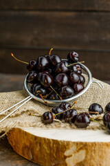 Tasty juicy sweet cherry closeup.