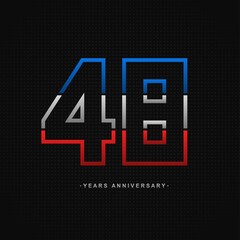 48 years anniversary celebration and years old congrats, colorful logotype. Number icon vector template