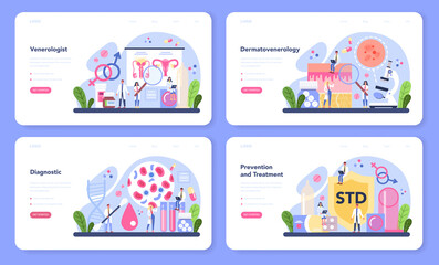 Venereologist web banner or landing page set. Professional diagnostic