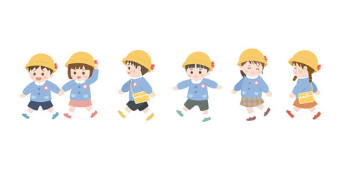 かわいい園児　歩く　散歩