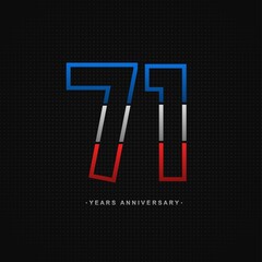 71 years anniversary celebration and years old congrats, colorful logotype. Number icon vector template