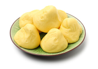 Chinese steamed roll. Close up on white background