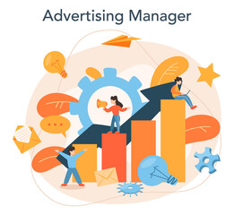 Advertsing manager concept. Commercial advertisement and communication