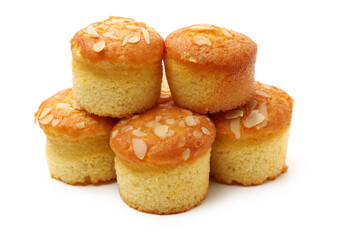 cup shape sponge cake on white background