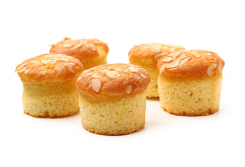 cup shape sponge cake on white background