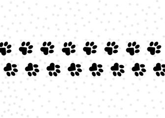 Paws of a cat, dog, puppy. Simple animal footprint pattern for bedding, fabrics, backgrounds, websites, postcards, baby prints, brown paper. 