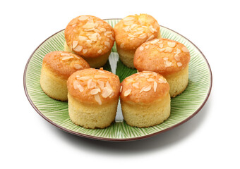 cup shape sponge cake on white background