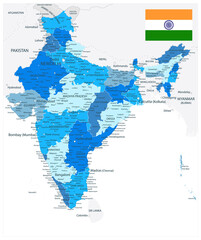 India Administrative Blue Map