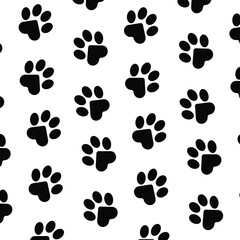 Paws of a cat, dog, puppy. Simple animal footprint pattern for bedding, fabrics, backgrounds, websites, postcards, baby prints, brown paper. Vector illustration.