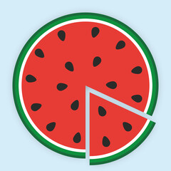 Logo illustration. Chopped watermelon, on blue background