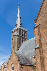 Fototapeta na wymiar Tower of the historic great or St. Jan church in Montfoort, Netherlands