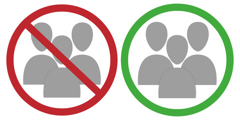 Two icons. On the first, several people can be together. On the other - prohibited