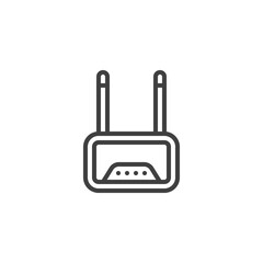 Wifi router line icon. linear style sign for mobile concept and web design. Wi-fi modem outline vector icon. Symbol, logo illustration. Vector graphics
