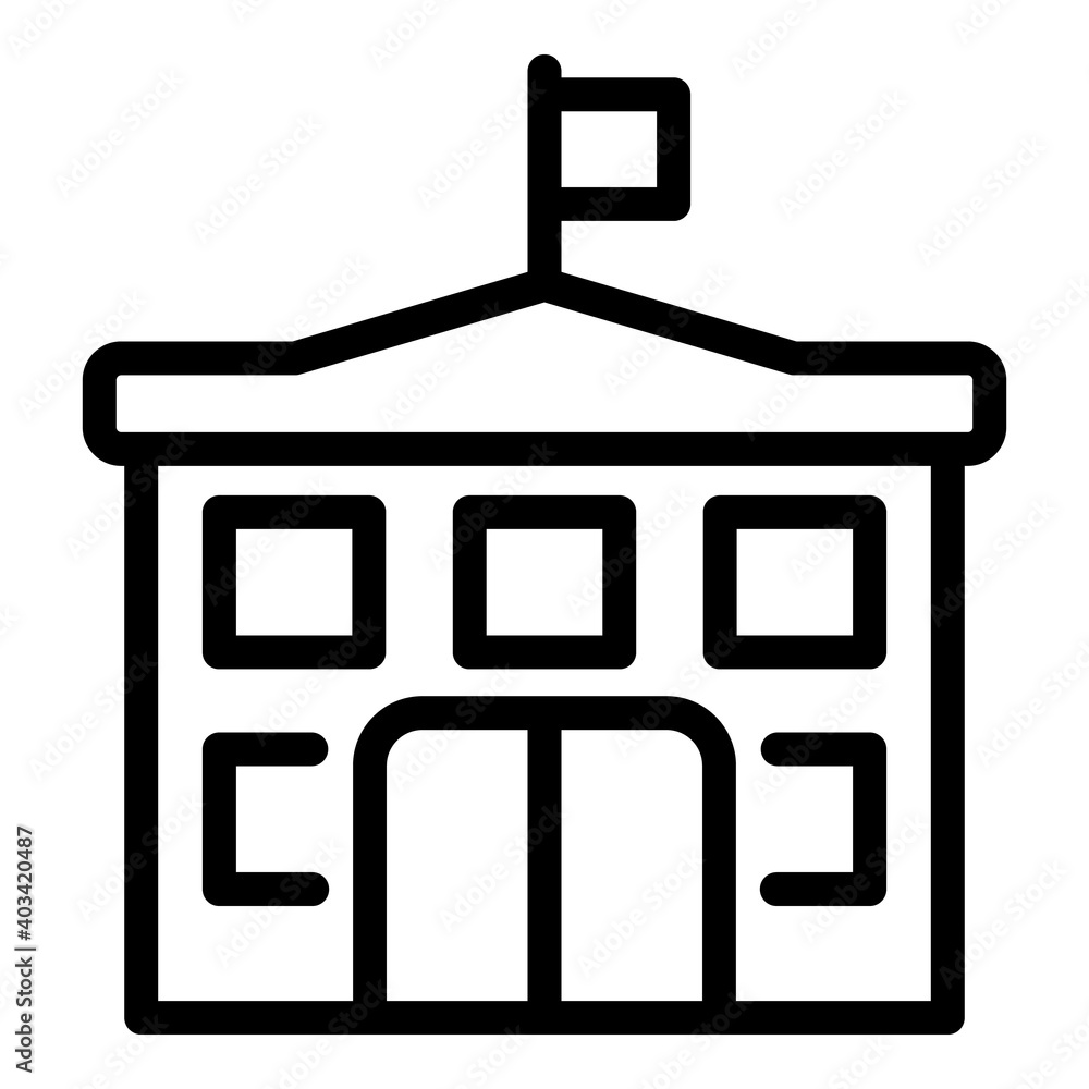 Poster school building icon. outline school building vector icon for web design isolated on white backgroun